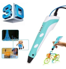 Крута 3D-Ручка З Lcd Екраном 3Dpen Повний Набір Пластик І Трафарети Блакитний