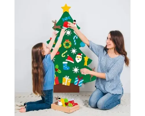 Дитяча Різдвяна ялинка з іграшками з фетру Chrismas Free Дитяча ялинка на стіну 95x70 см Дитяча Різдвяна ялинка з іграшками з фетру Chrismas Free Дитяча ялинка на стіну 95x70 см