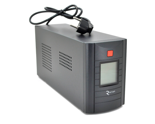 ДБЖ Ritar RTM1000 (600W) Proxima-D, LCD, AVR, 3st, 3xSCHUKO socket, 2x12V7Ah, metal Case (350х120х190) Q2