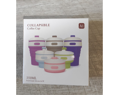 Складная силиконовая чашка с крышкой Collapsible Coffee Cup 350 мл Складная силиконовая чашка с крышкой Collapsible Coffee Cup 350 мл