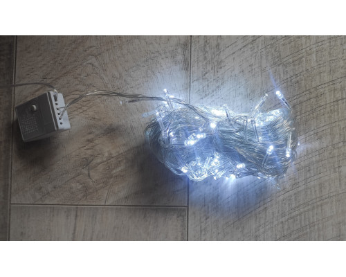 Гирлянда ёлочная новогодняя 200 LED белый свет белая нить 10 м с дефектом Гирлянда ёлочная новогодняя 200 LED белый свет белая нить 10 м с дефектом