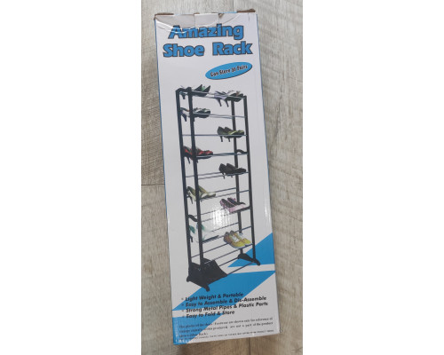 Полка органайзер для обуви Amazing Shoe Rack на 30 пар обуви черная Полка органайзер для обуви Amazing Shoe Rack на 30 пар обуви черная