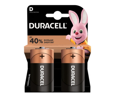 Батарейка лужна DURACELL D/LR20/MN1300 KPN, 2шт у блістері, ціна за блістер