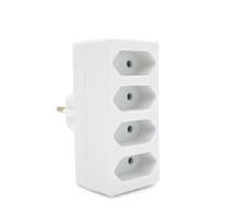 Розетка 4-х місна без заземлення SQ-ZDB01/4, 4x2.5A(10A) 250V~Max, 2300W, White, 2Р, Q100