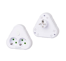Розетка трійник із заземленням F201-White з вимикачем, 2 розетки, 2500W, 10A, 110-250V~Max, Blister