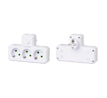 Розетка трійник Т-подібний із заземленням F301-White, 3 розетки, 2500W, 10A, 110-250V~Max, Blister Розетка трійник Т-подібний із заземленням F301-White, 3 розетки, 2500W, 10A, 110-250V~Max, Blister