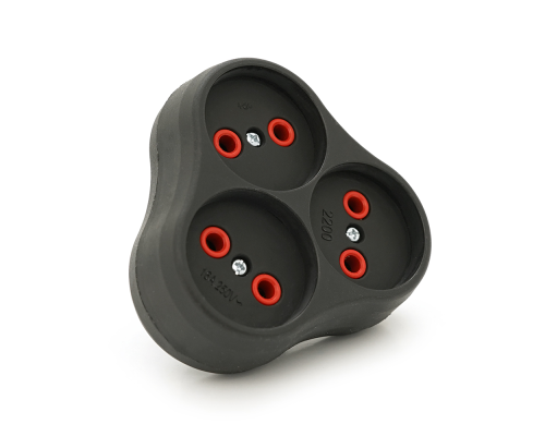 Розетка трійник без заземлення AK303B, Black, Q12