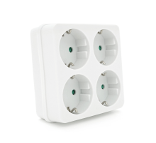 Розетка 4-х місна із заземленням SQ-RB-01/04A, 4x16A 250V~Max, 3500W, White, Q100