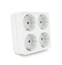 Розетка 4-х місна із заземленням SQ-RB-01/04A, 4x16A 250V~Max, 3500W, White, Q100