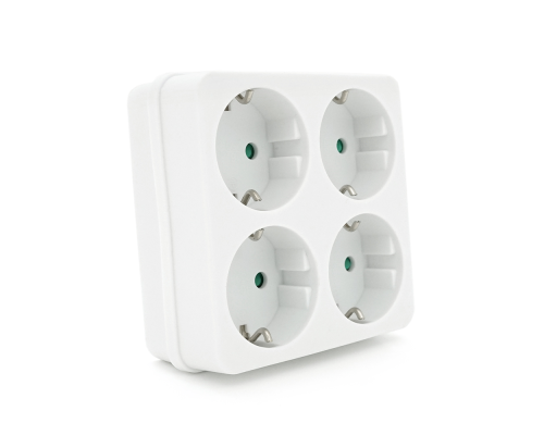 Розетка 4-х місна із заземленням SQ-RB-01/04A, 4x16A 250V~Max, 3500W, White, Q100 Розетка 4-х місна із заземленням SQ-RB-01/04A, 4x16A 250V~Max, 3500W, White, Q100