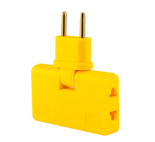 Трійник + перехідник 3 in 1, UK/US-EU, 220В, 10А, поворотний 180°, Yellow