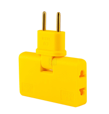 Трійник + перехідник 3 in 1, UK/US-EU, 220В, 10А, поворотний 180°, Yellow