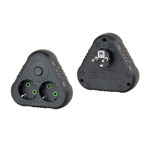 Розетка трійник із заземленням F201-Black з вимикачем, 2 розетки, 2500W, 10A, 110-250V~Max, Blister
