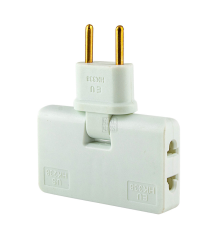 Трійник + перехідник 3 in 1, UK/US-EU, 220В, 10А, поворотний 180 °, White