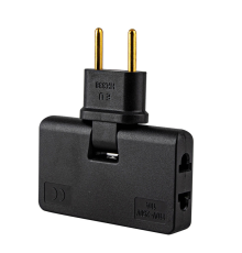 Трійник + перехідник 3in1, UK/US-EU, 220В, 10А, поворотний 180 °, Black