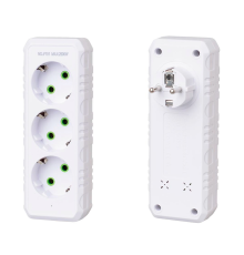 Розетка трійник із заземленням F101-White, 3 розетки, 2500W, 10A, 110-250V~Max, Blister