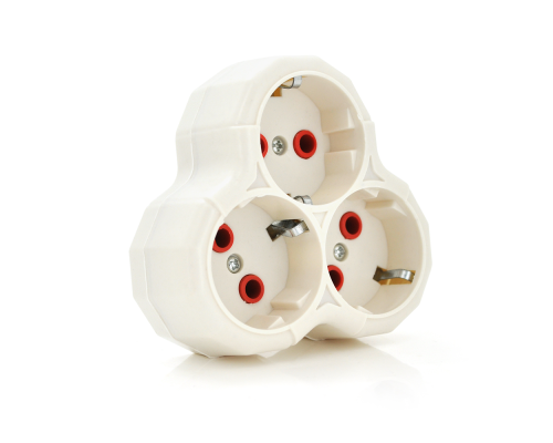 Розетка трійник з заземленням AK303 Light, White, Q12 Розетка трійник з заземленням AK303 Light, White, Q12