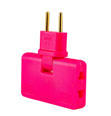 Трійник + перехідник 3 in 1, UK/US-EU, 220В, 10А, поворотний 180 °, Pink