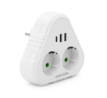 Розетка трійник із заземленням F203-White, 2 розетки+2USB+1Type-C, 2500W, 10A, 110-250V~Max, Blister