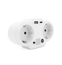 Розетка двійник із заземленням HHT609W, USB+Type-C, 3.4А, зашита від перевантаження, White