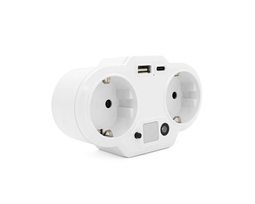 Розетка двійник із заземленням HHT609W, USB+Type-C, 3.4А, зашита від перевантаження, White Розетка двійник із заземленням HHT609W, USB+Type-C, 3.4А, зашита від перевантаження, White