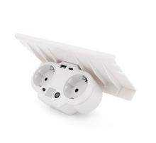 Розетка двійник із заземленням HHT609W, USB+Type-C, 4А, зашита від перевантаження, підставка під телефон, White