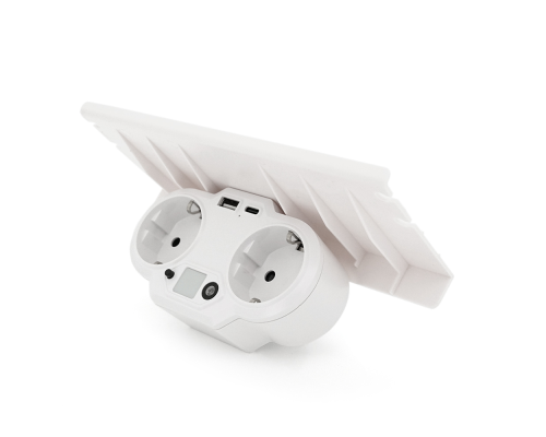 Розетка двійник із заземленням HHT609W, USB+Type-C, 4А, зашита від перевантаження, підставка під телефон, White Розетка двійник із заземленням HHT609W, USB+Type-C, 4А, зашита від перевантаження, підставка під телефон, White