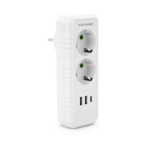 Розетка трійник із заземленням F103-White, 2 розетки+2USB+1Type-C, 2500W, 10A, 110-250V~Max, Blister