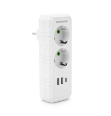 Розетка трійник із заземленням F103-White, 2 розетки+2USB+1Type-C, 2500W, 10A, 110-250V~Max, Blister
