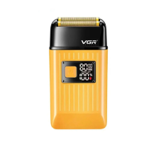 Електробритва VGR V-357 GOLD, подвійне лезо, 2 насадки, висувний триммер, IPX6, LED display, Box