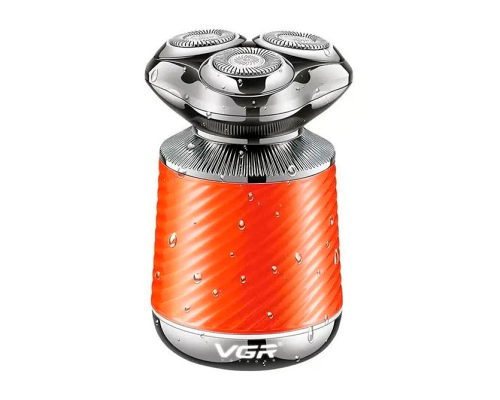 Електробритва VGR V-391 ORANGE, 3 насадки, IPX7, LED display, Box