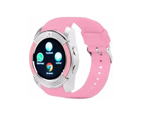 Годинник Smart watch V8 рожевий з камерою і sim-карткою