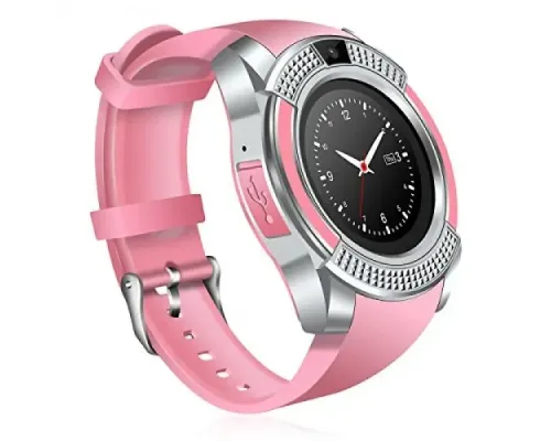 Годинник Smart watch V8 рожевий з камерою і sim-карткою