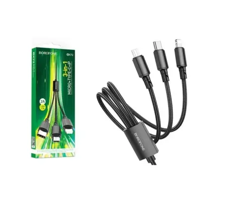 Кабель Borofone BX72 3-in-1 charging cable(iP+Type-C+Micro) Кабель Borofone BX72 3-in-1 charging cable(iP+Type-C+Micro)