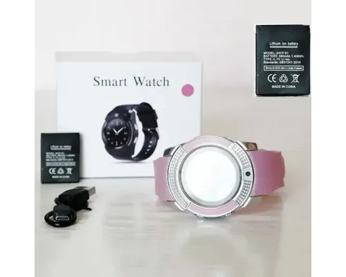 Годинник Smart watch V8 рожевий з камерою і sim-карткою