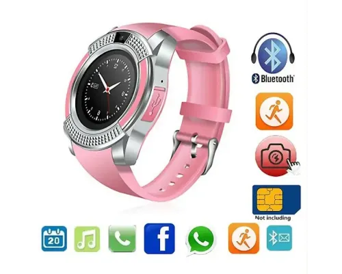 Годинник Smart watch V8 рожевий з камерою і sim-карткою
