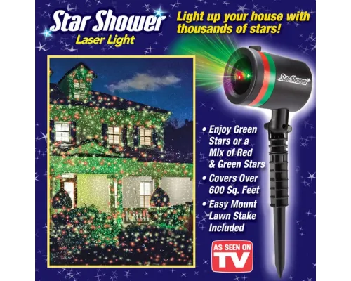 Лазерний проєктор — гірлянда на будинок STAR SHOWER Laser Light святкове освітлення рухомі точки Лазерний проєктор — гірлянда на будинок STAR SHOWER Laser Light святкове освітлення рухомі точки