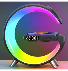 Светильник, ночник RGB Smart Light Sound Machine с беспроводной зарядкой 15W и Bluetooth колонкой 3W - черный