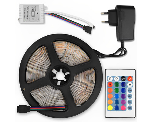 Светодиодная RGB лента 5м 2835 RGB с контроллером и блоком питания Светодиодная RGB лента 5м 2835 RGB с контроллером и блоком питания