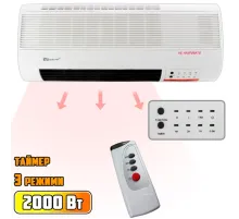 Настінний нагрівач із пультом керування Domotec 5961MS теплова завіса, 2 режими обігрівання, холодне обдування,