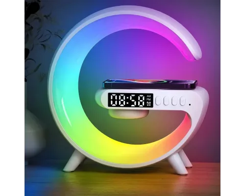 Настольная смарт лампа G-Smart Light G63 RGB с беспроводной зарядкой и Bluetooth колонкой 10W White Настольная смарт лампа G-Smart Light G63 RGB с беспроводной зарядкой и Bluetooth колонкой 10W White