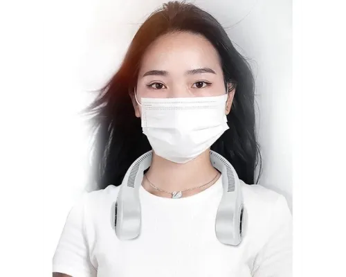 Вентилятор на шею NECK FAN VT-1010 Белый портативный с аккумулятором 4000 мАч + 3 режима обдува 5 Вт