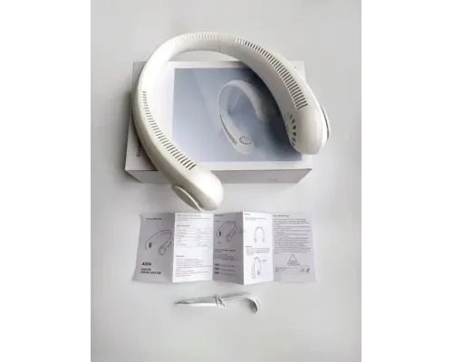 Вентилятор на шею NECK FAN VT-1010 Белый портативный с аккумулятором 4000 мАч + 3 режима обдува 5 Вт