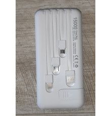 Powerbank повербанк Linq TT-13806 15000 mAh с 4 кабелями зарядки новый белый