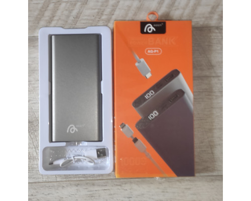 Powerbank повербанк Aggy AG-P1 10000 mAh тонкий метал серый