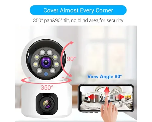 Домашня камера відеоспостереження WIFI 2DUAL LENS PTZ CAMERA APP:V380PRO 4MP Домашня камера відеоспостереження WIFI 2DUAL LENS PTZ CAMERA APP:V380PRO 4MP