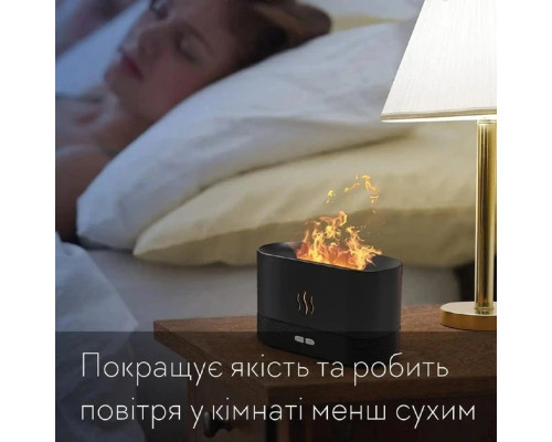 Портативный увлажнитель воздуха ночник с имитацией пламени и резервуаром для эфирного масла 180мл черный Портативный увлажнитель воздуха ночник с имитацией пламени и резервуаром для эфирного масла 180мл черный
