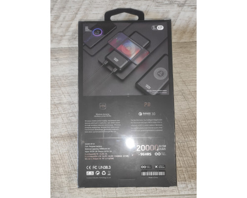 Powerbank повербанк бесконтактная зарядка WP-20 20000 mAh новый черный