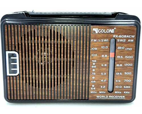 Радіоприймач Golon RX-608ACW AM/FM/TV/SW1-2 5-хвилиновий Радіоприймач Golon RX-608ACW AM/FM/TV/SW1-2 5-хвилиновий