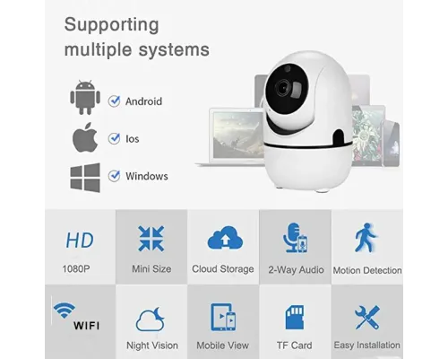 Бездротова IP-камера QC011 для відеоспостереження будинку Wifi поворотна зі звуком і нічним баченням Бездротова IP-камера QC011 для відеоспостереження будинку Wifi поворотна зі звуком і нічним баченням